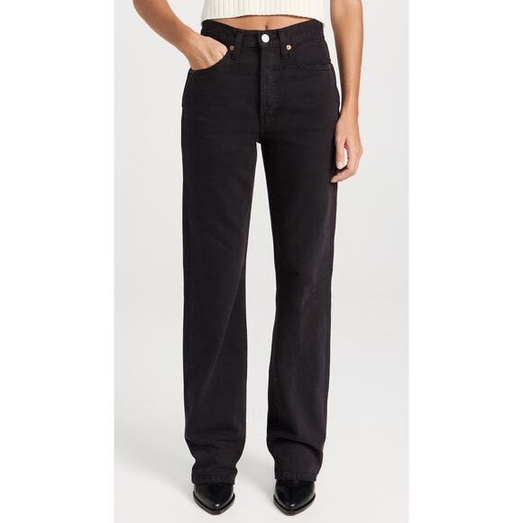 Re/Done 90S Black Polyester High Rise Loose Denim Jeans Size 26 - Picture 1 of 5